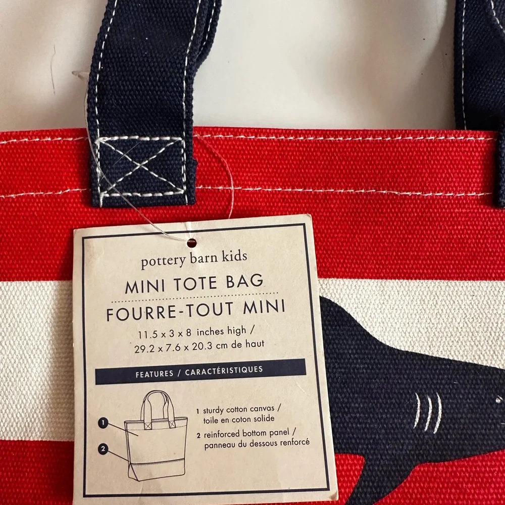 Pottery Barn Kids Red and Navy Shark Tote - Picture 5 of 7